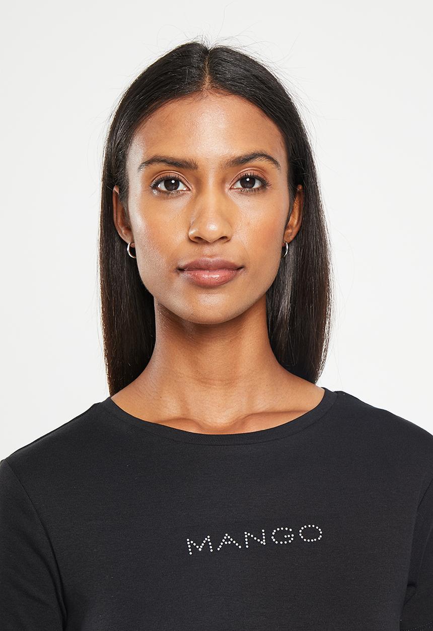 MANGO - T-shirt pstmng - black