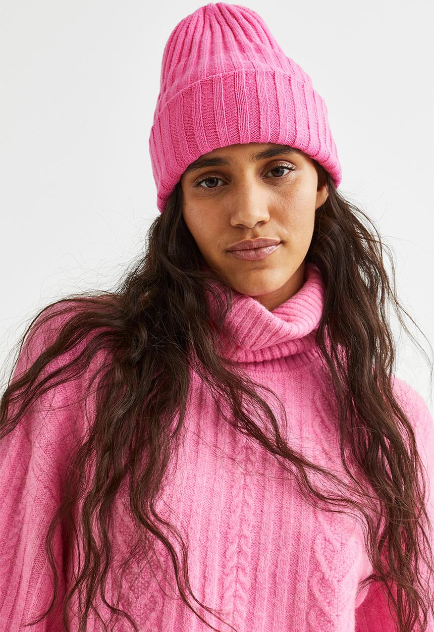 H&M - Rib-knit hat - pink