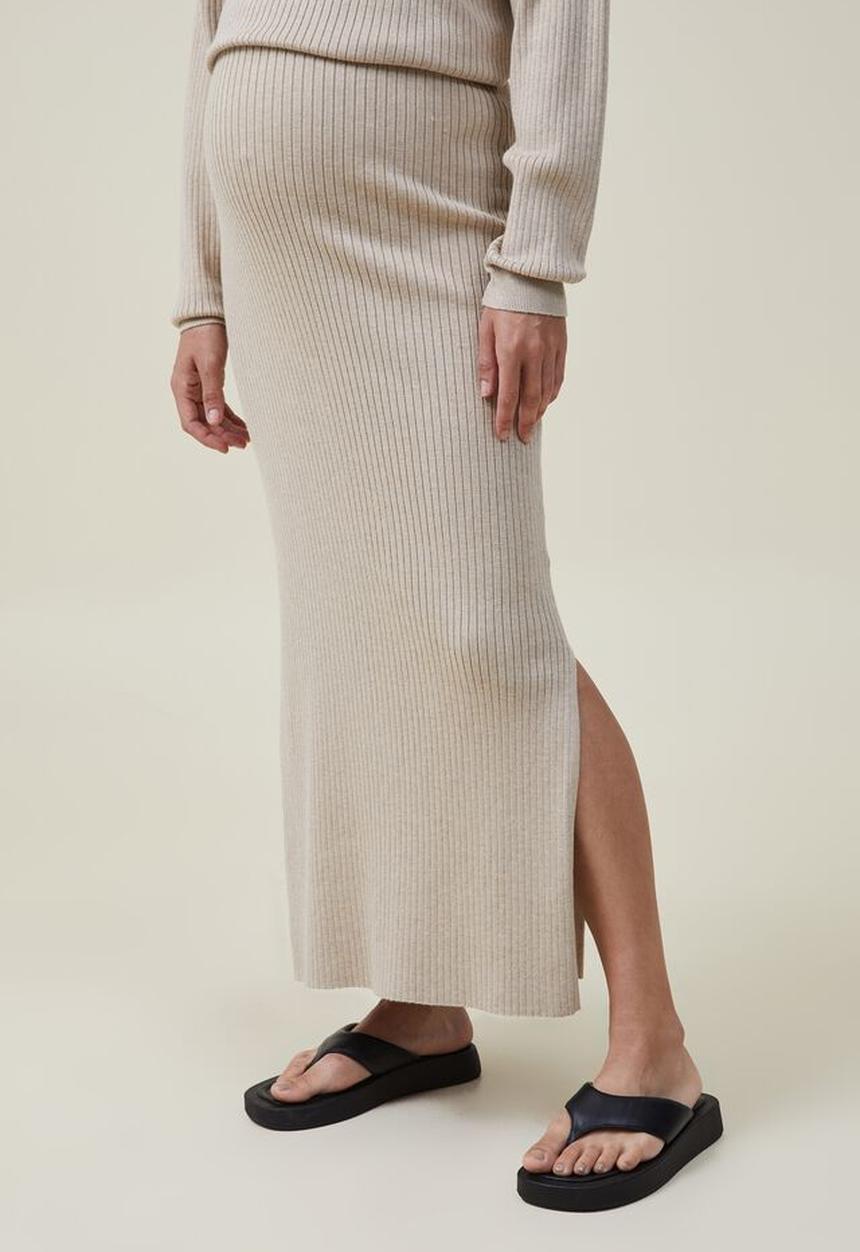 Cotton On - Maternity friendly urban midi skirt - mid taupe marle