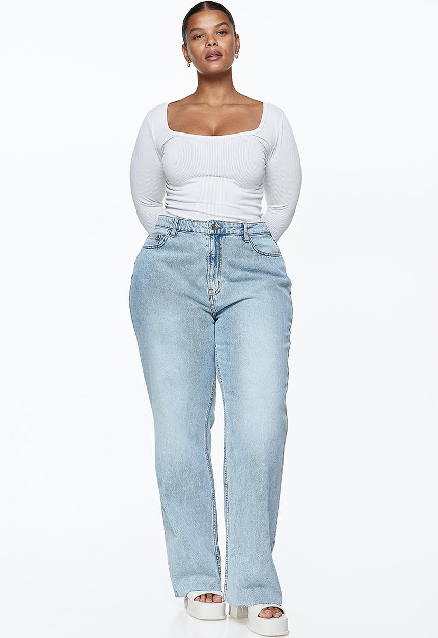 H&M - Wide ultra high jeans - light denim blue I