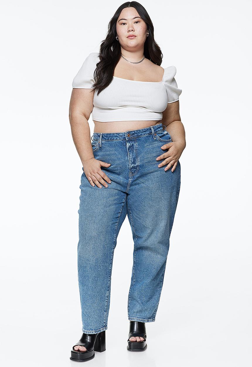 H&M - Curvy fit mom ultra high ankle jeans - denim blue 