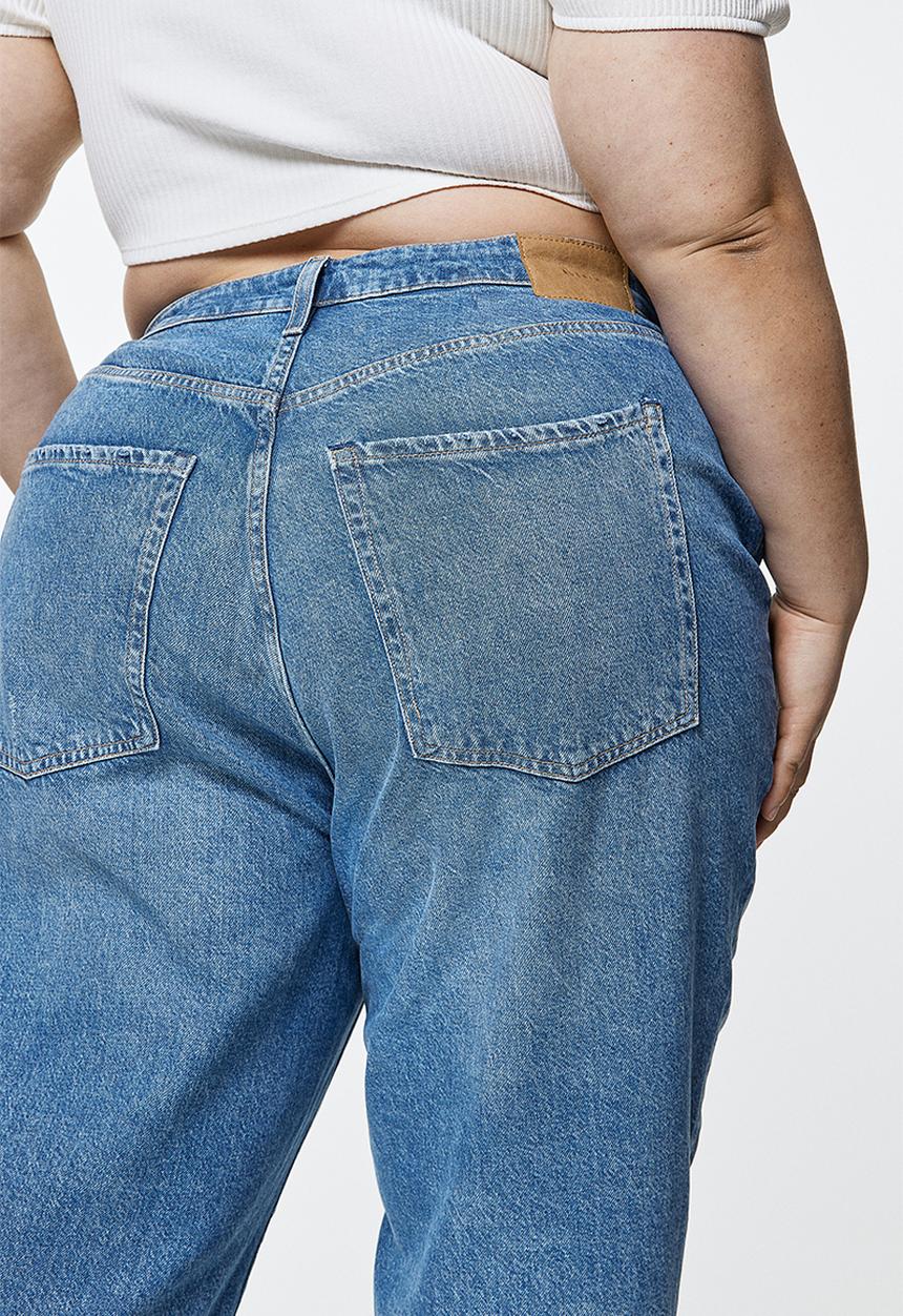 H&M - Curvy fit mom ultra high ankle jeans - denim blue 