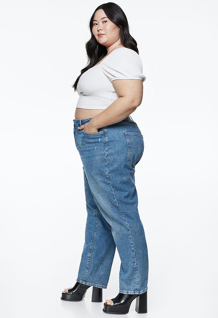 H&M - Curvy fit mom ultra high ankle jeans - denim blue 