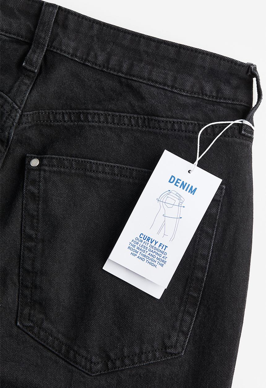 H&M - Curvy fit flared high cropped jeans - black