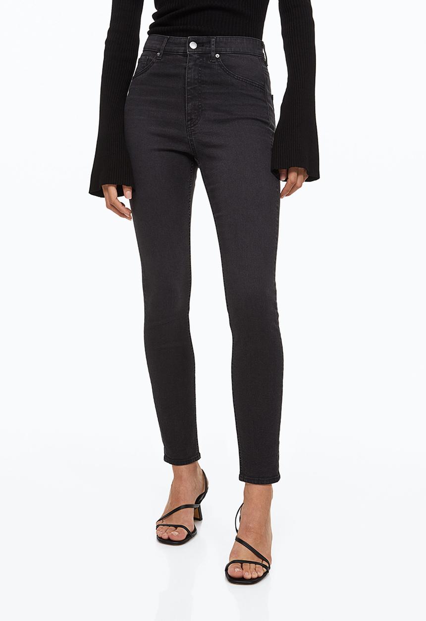 H&M - Ultra high ankle jeggings - black/washed out