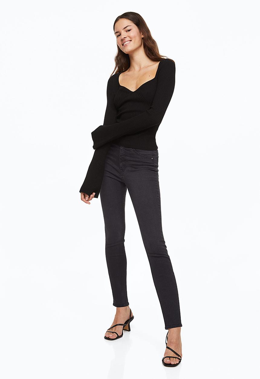 H&M - Ultra high ankle jeggings - black/washed out
