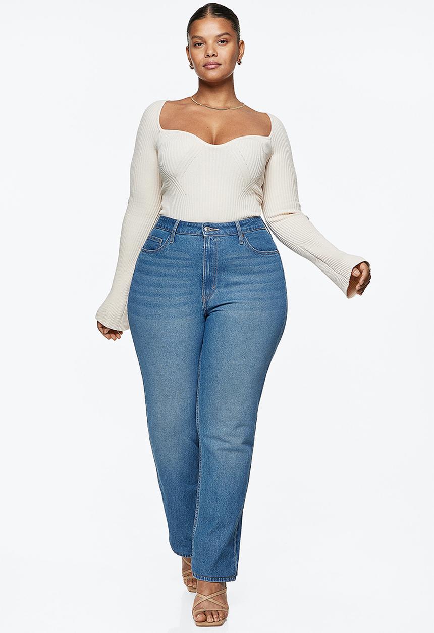 H&M - Curvy fit straight high jeans - denim blue
