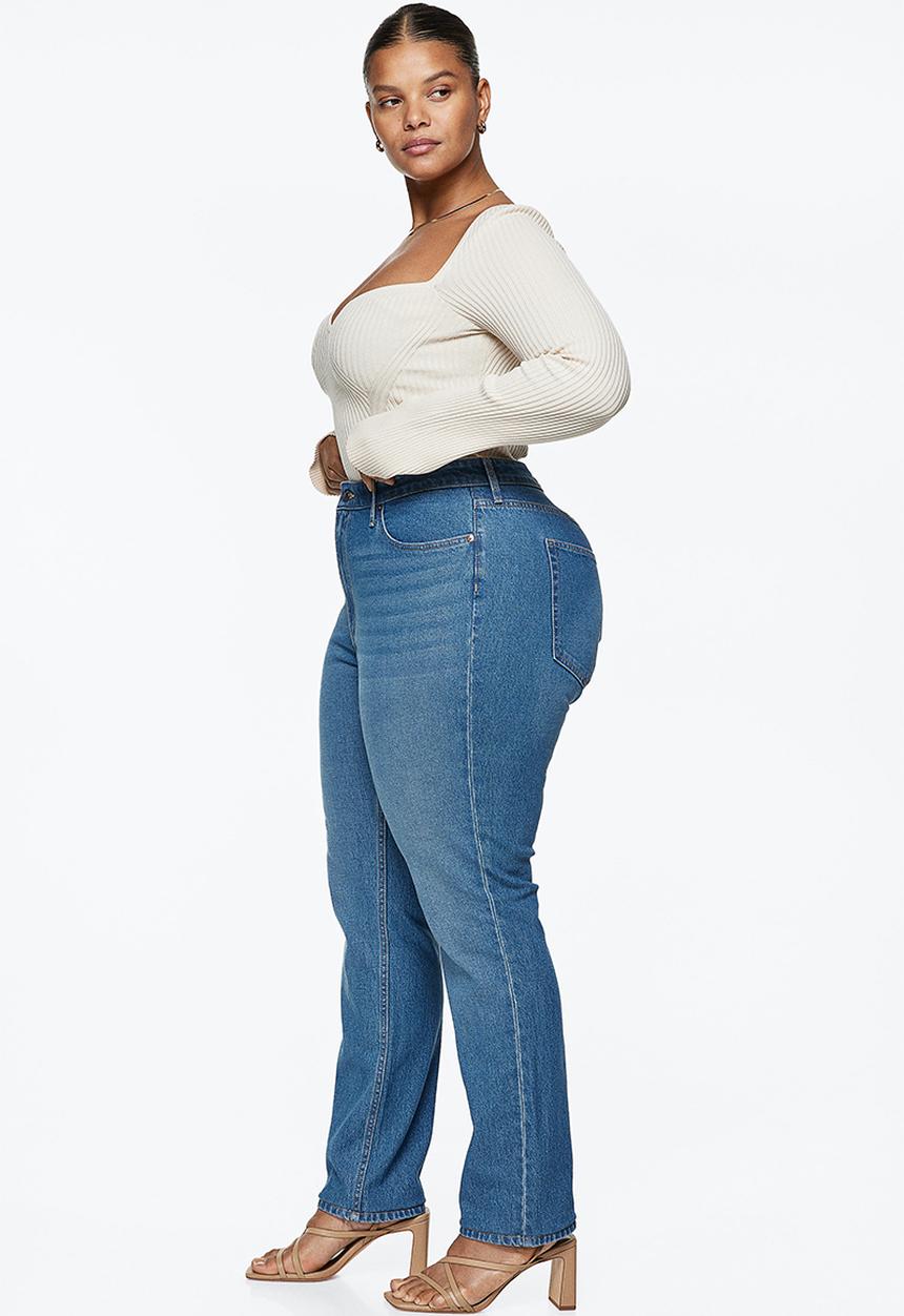 H&M - Curvy fit straight high jeans - denim blue