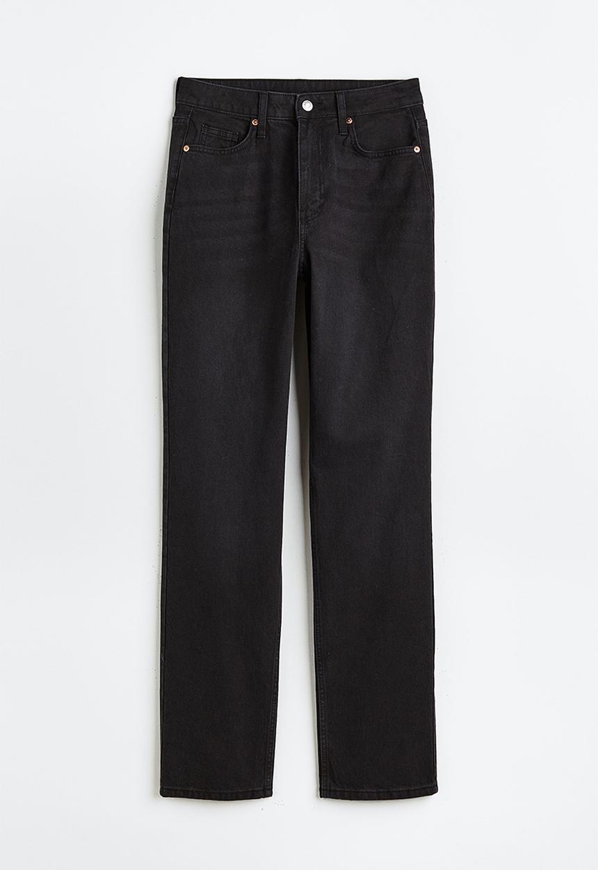H&M - Curvy fit straight high jeans - black