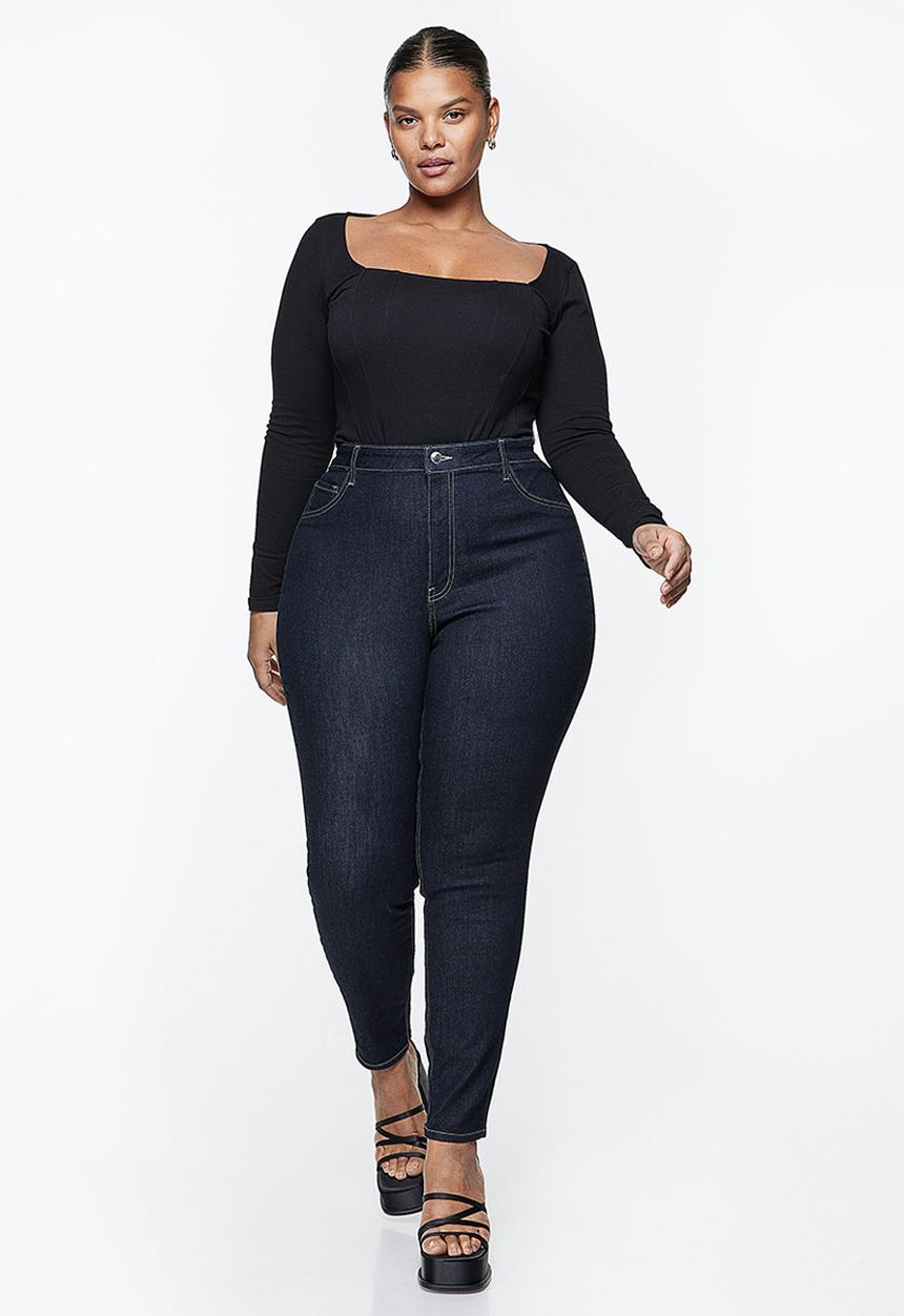 H&M - Curvy ultra high jeggings - dark denim blue