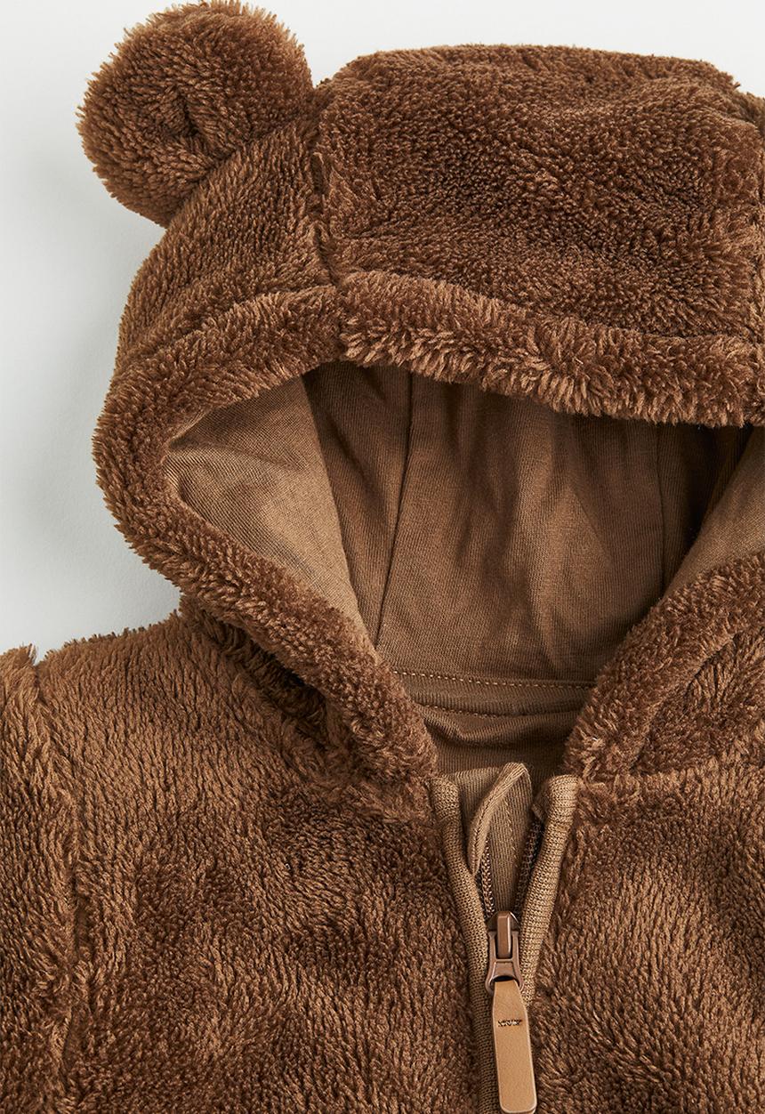 H&M - Pile all-in-one suit with ears - brown