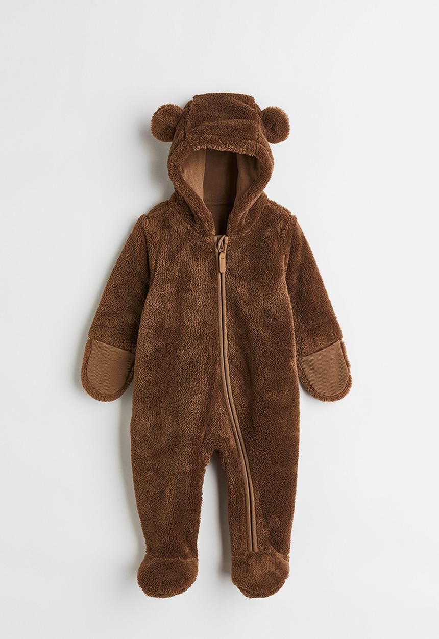 H&M - Pile all-in-one suit with ears - brown