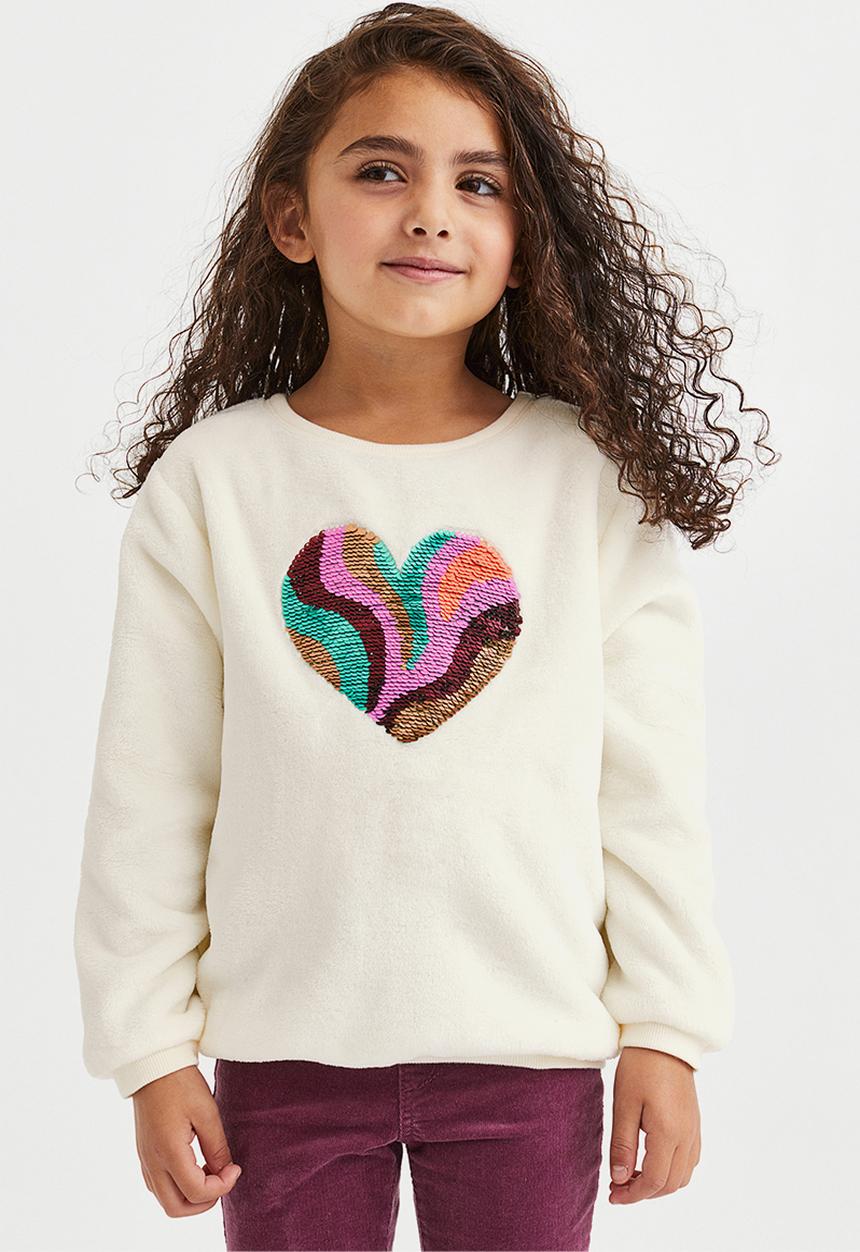 H&M - Motif-front sweatshirt - cream/heart