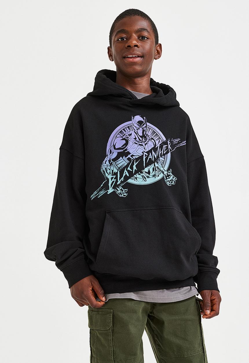 H&M - Oversized printed hoodie - black/black panther