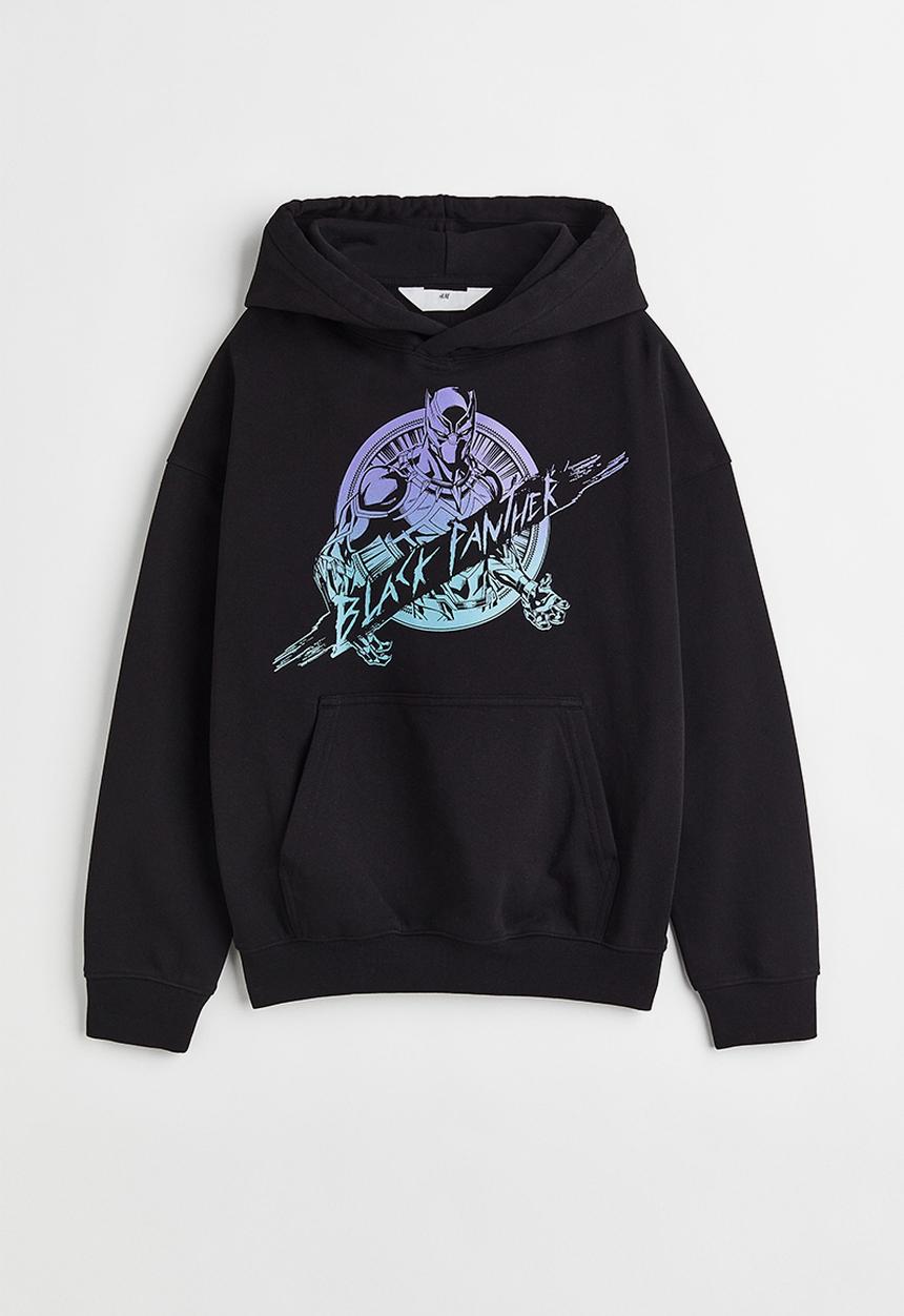 H&M - Oversized printed hoodie - black/black panther