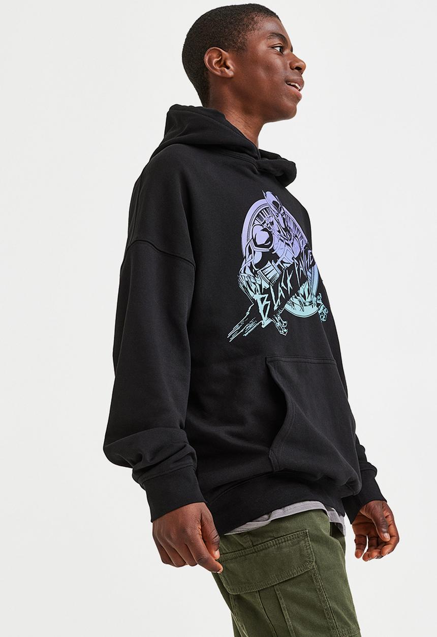 H&M - Oversized printed hoodie - black/black panther