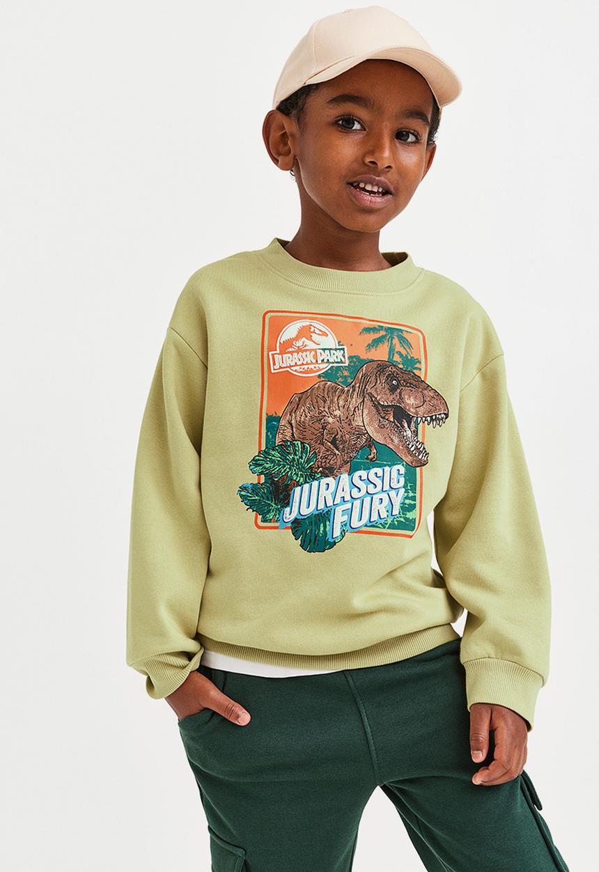H&M - Oversized printed sweatshirt - light green/jurassic world