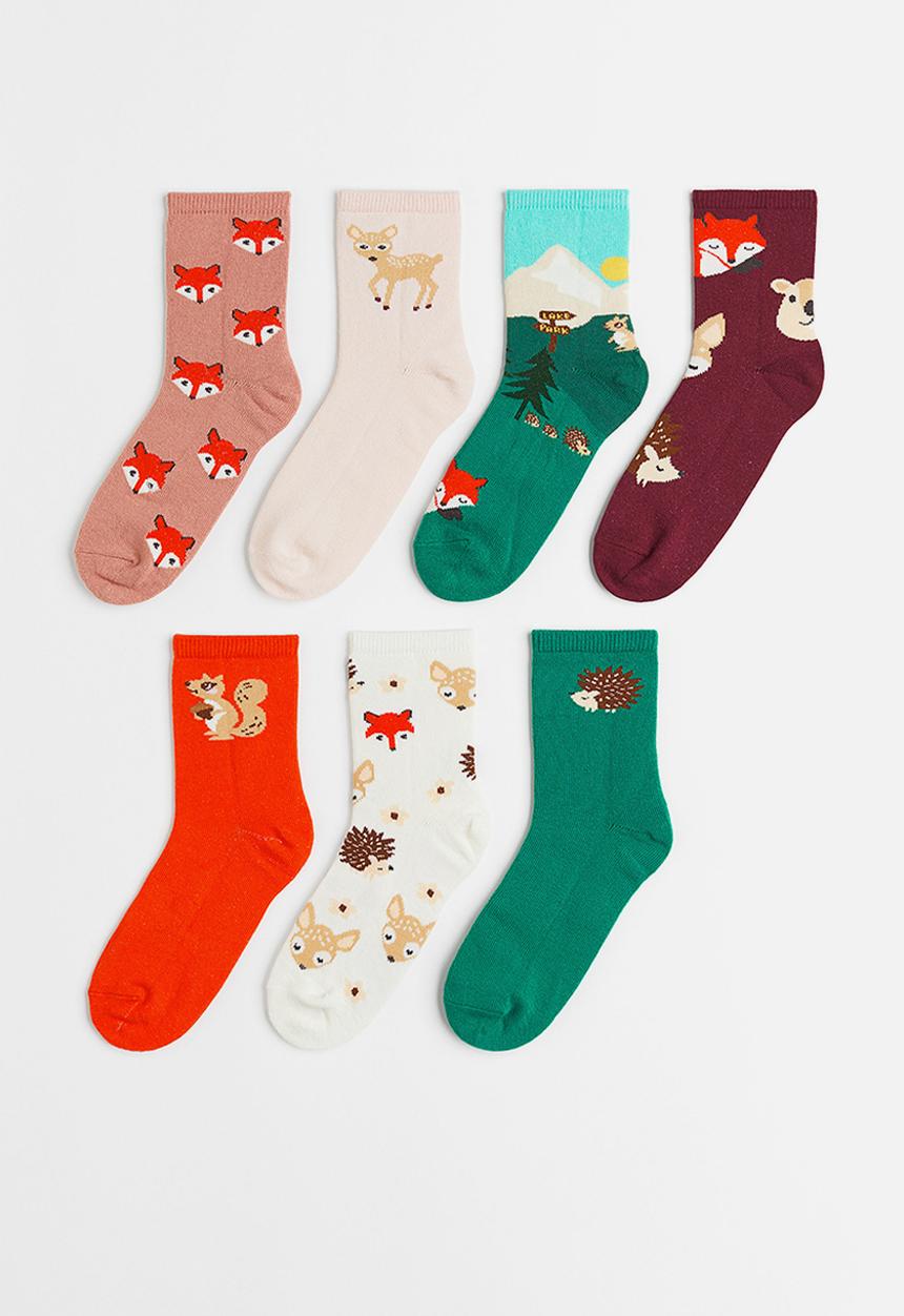 H&M - 7-Pack socks - orange/forest animals