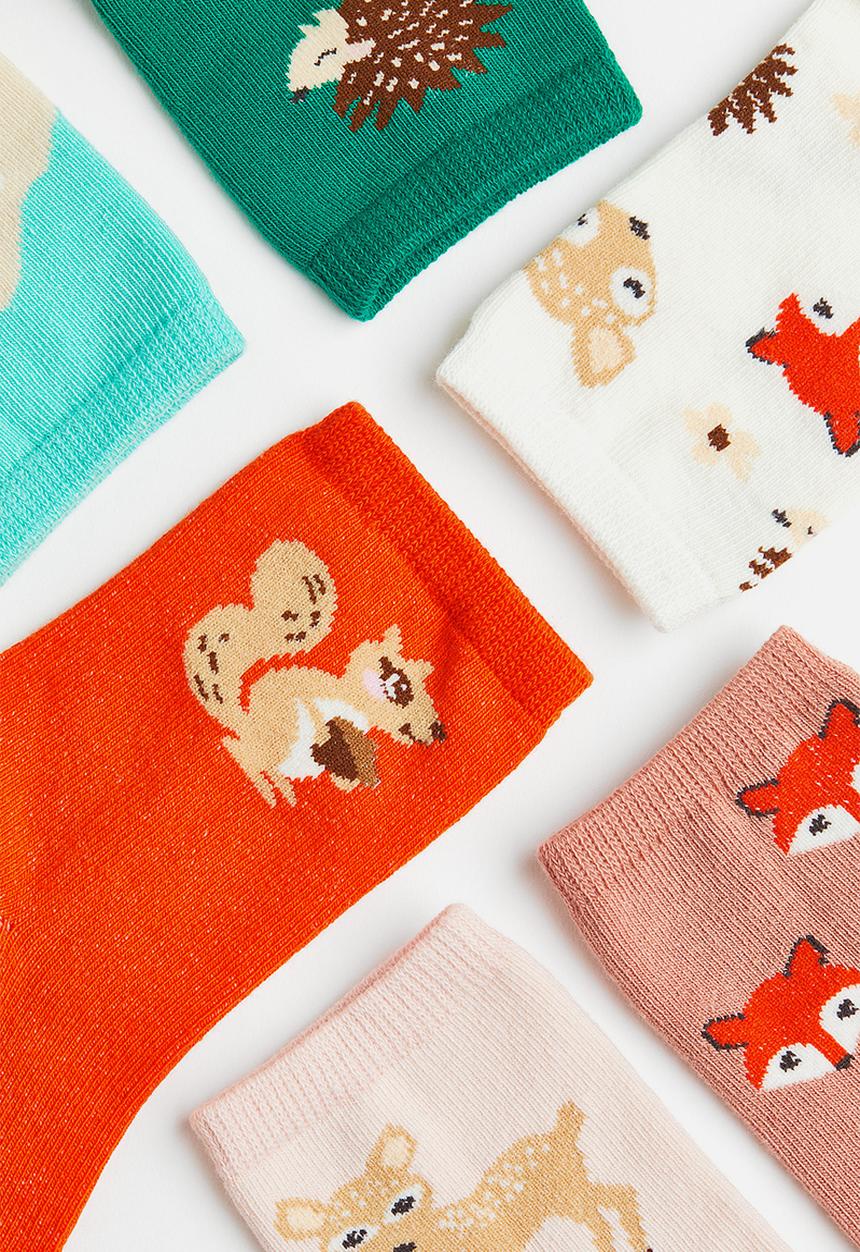 H&M - 7-Pack socks - orange/forest animals