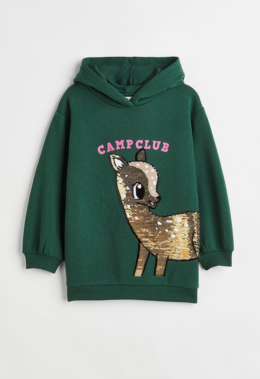 H&M - Oversized hoodie - dark green/deer