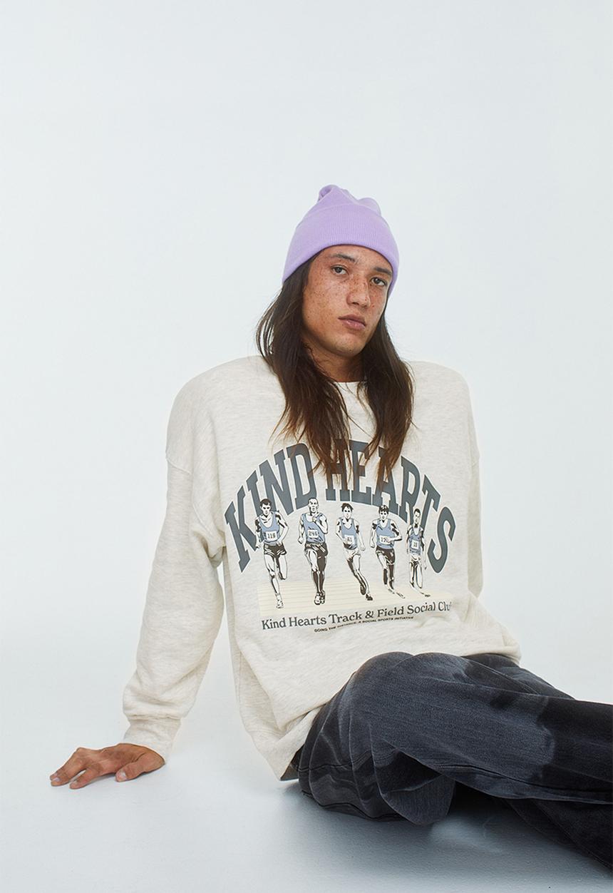 H&M - Relaxed fit printed sweatshirt - light grey marl/kind hearts