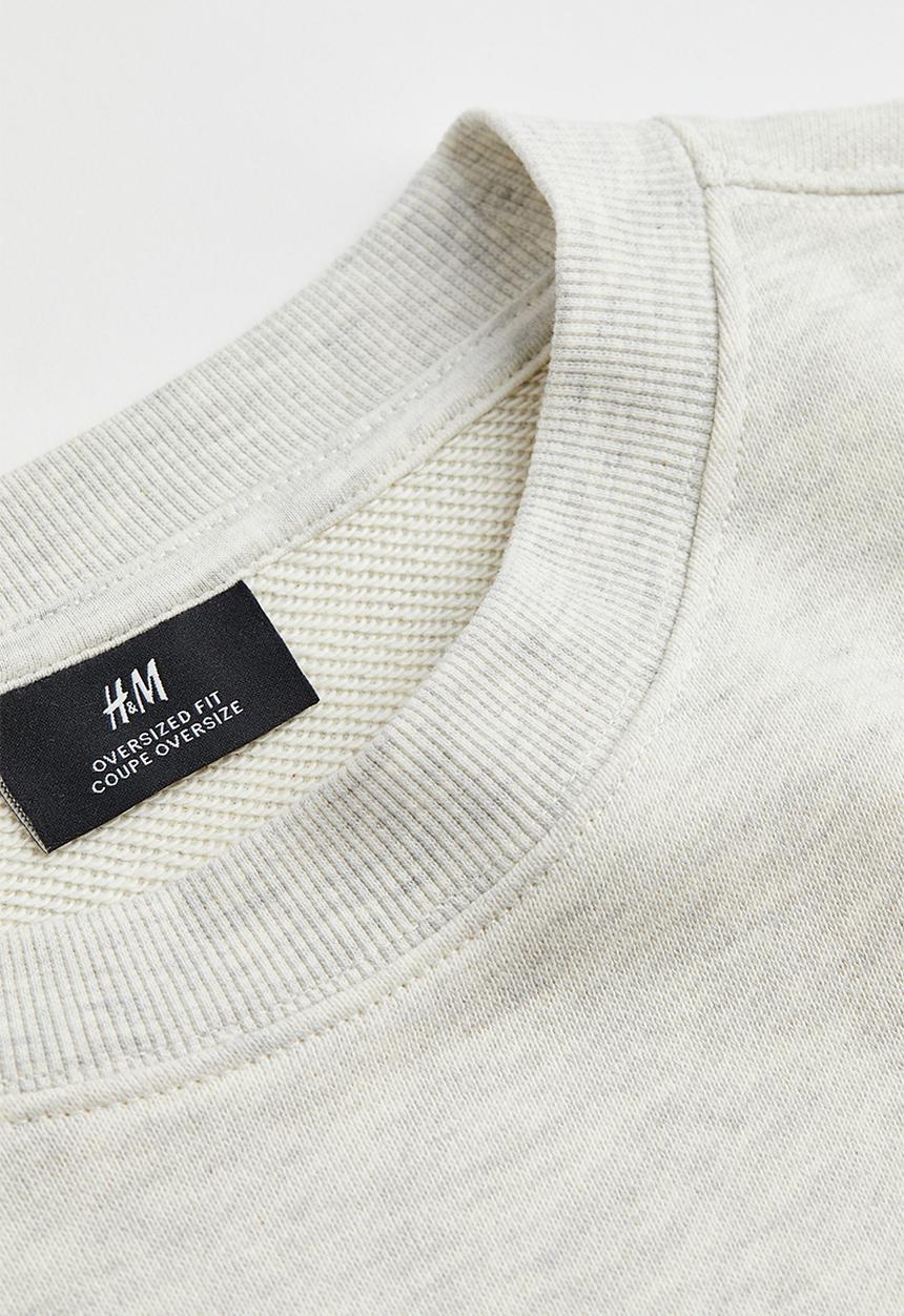 H&M - Relaxed fit printed sweatshirt - light grey marl/kind hearts