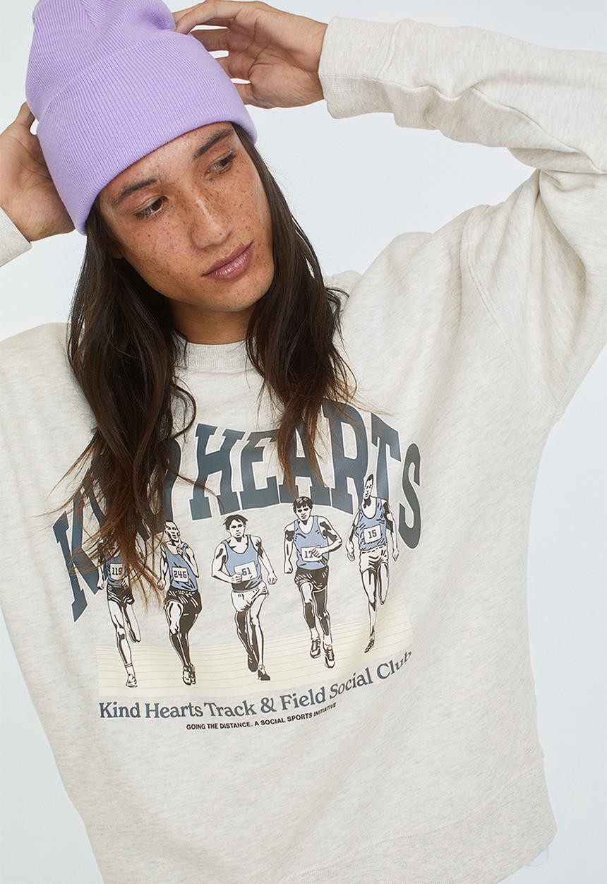 H&M - Relaxed fit printed sweatshirt - light grey marl/kind hearts
