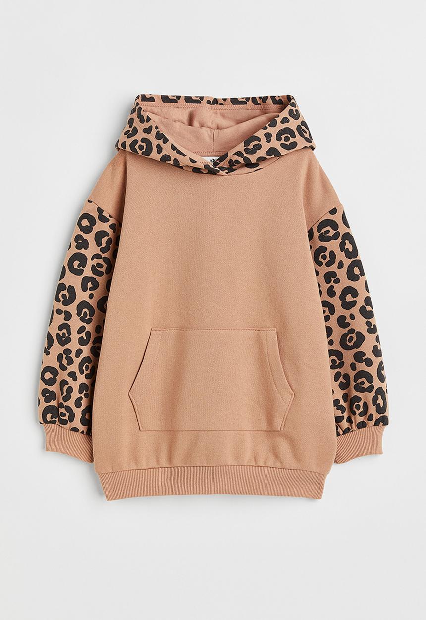 H&M - Oversized hoodie - beige/leopard print