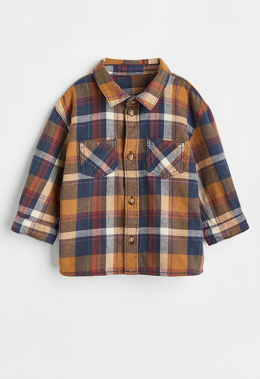 H&M - Cotton flannel shirt - brown/checked