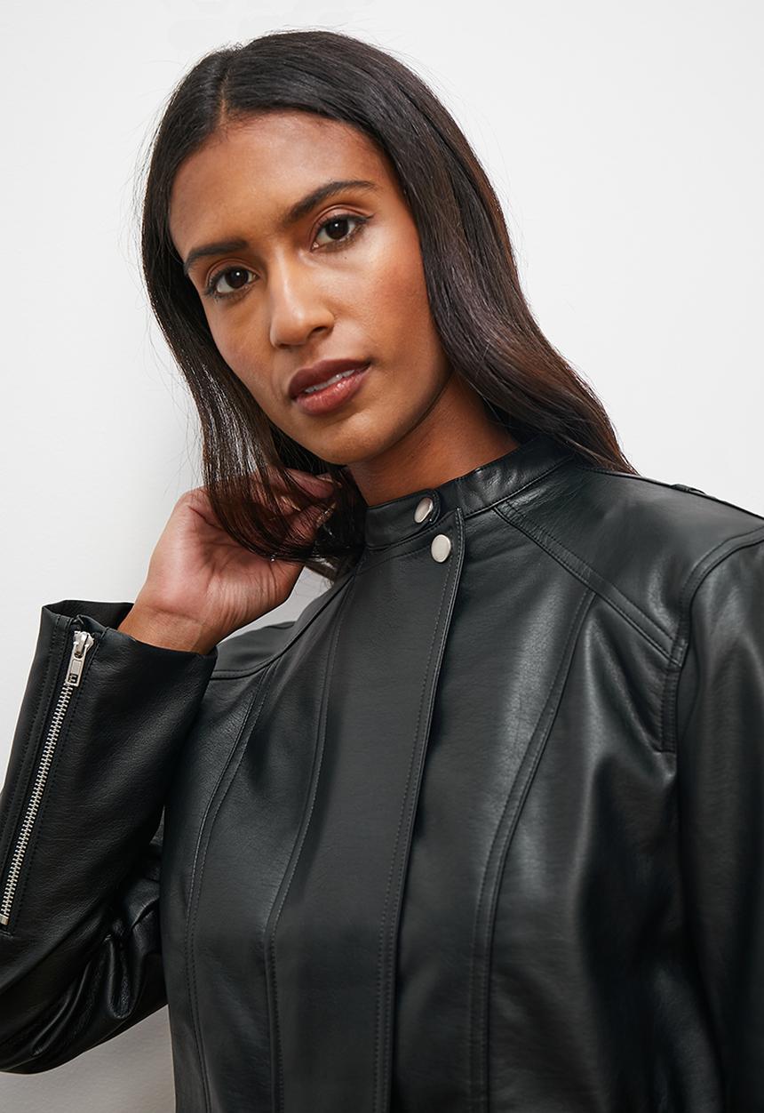 edit - Collared biker jacket - black
