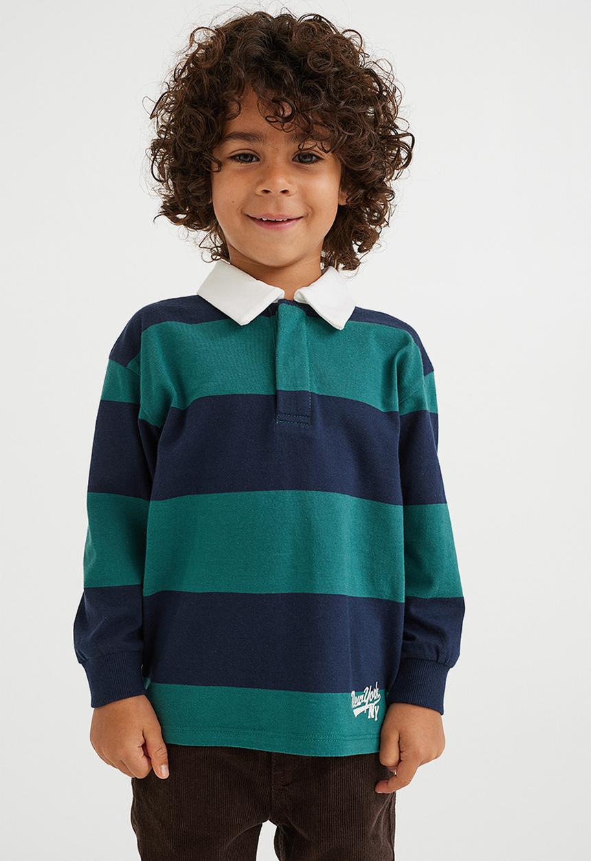 H&M - Cotton rugby shirt - dark blue/striped