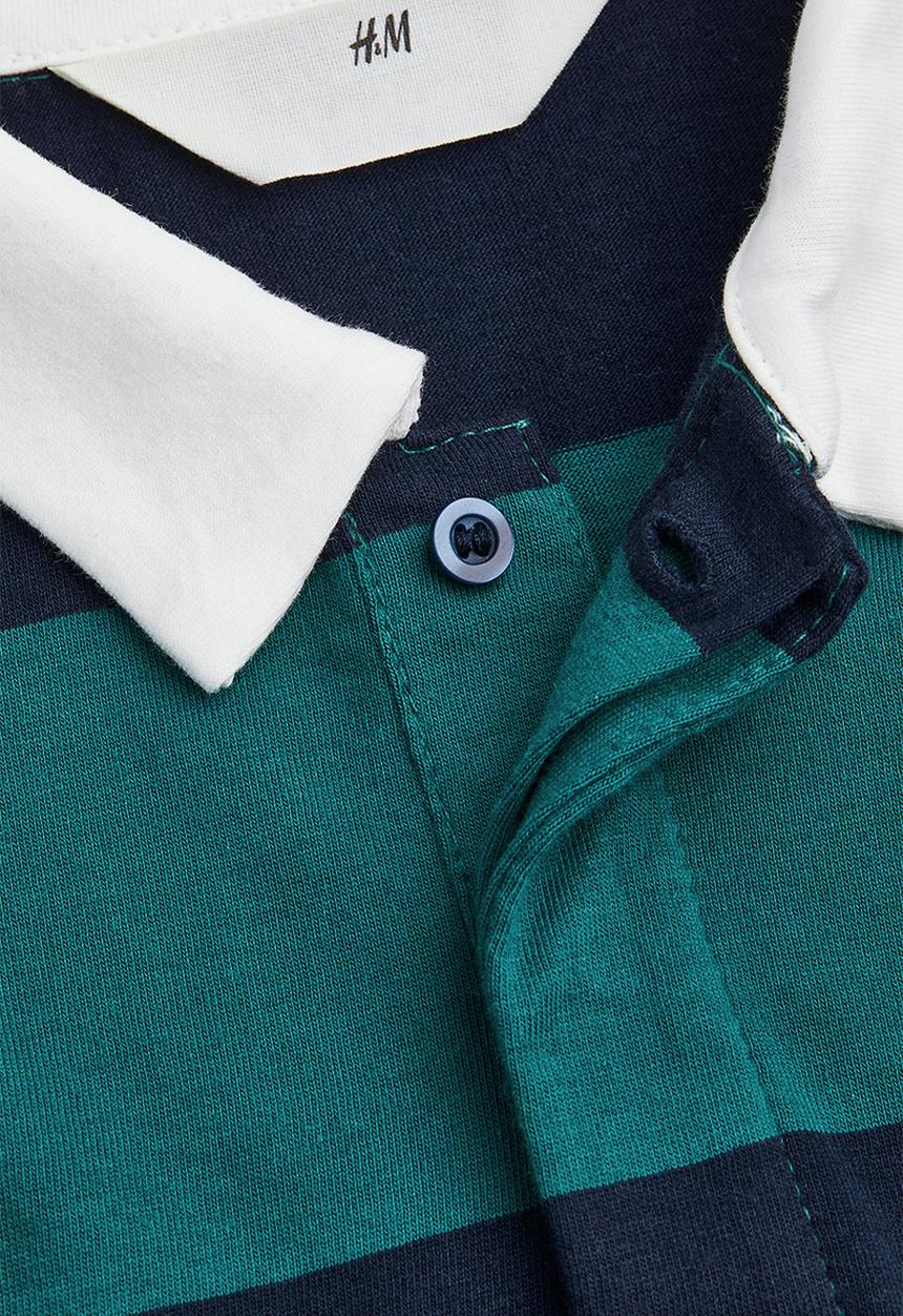 H&M - Cotton rugby shirt - dark blue/striped