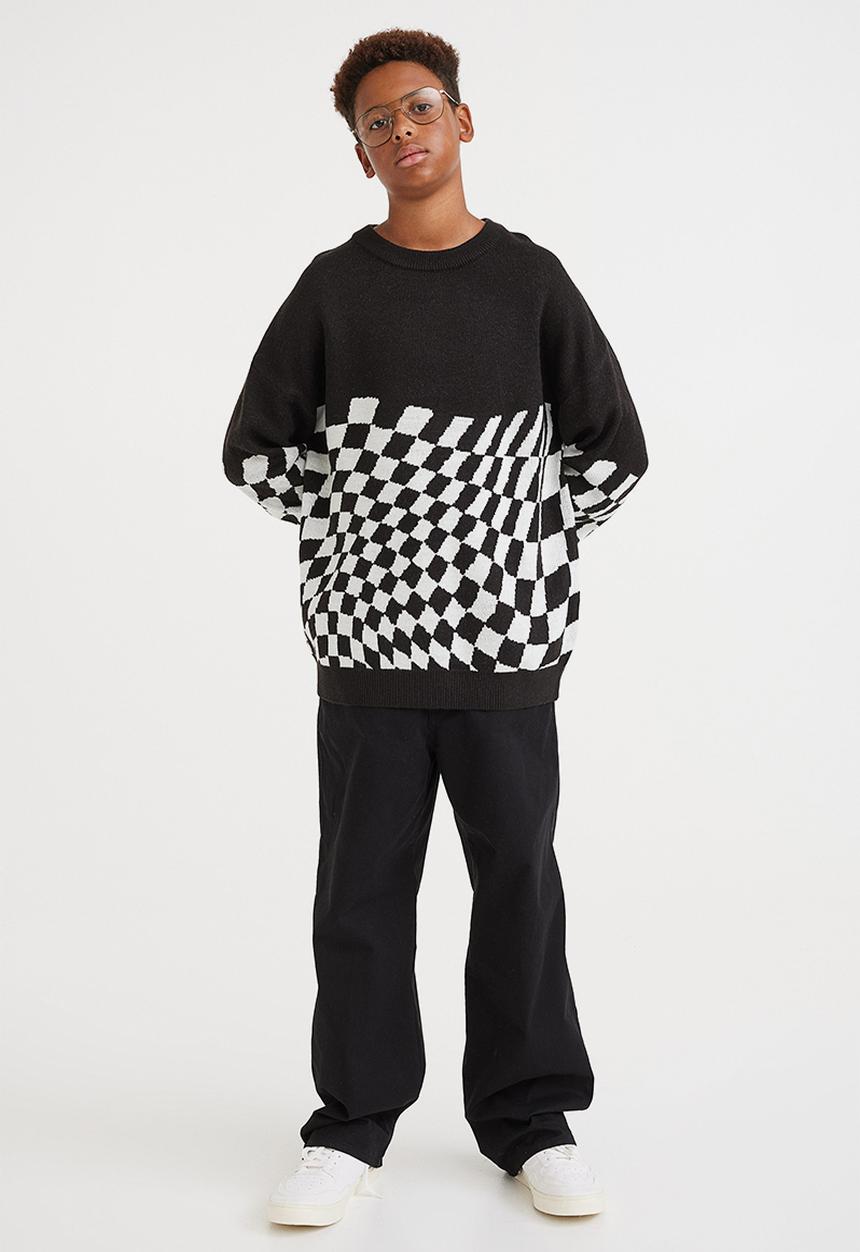 H&M - Jacquard-knit jumper - black/white checked