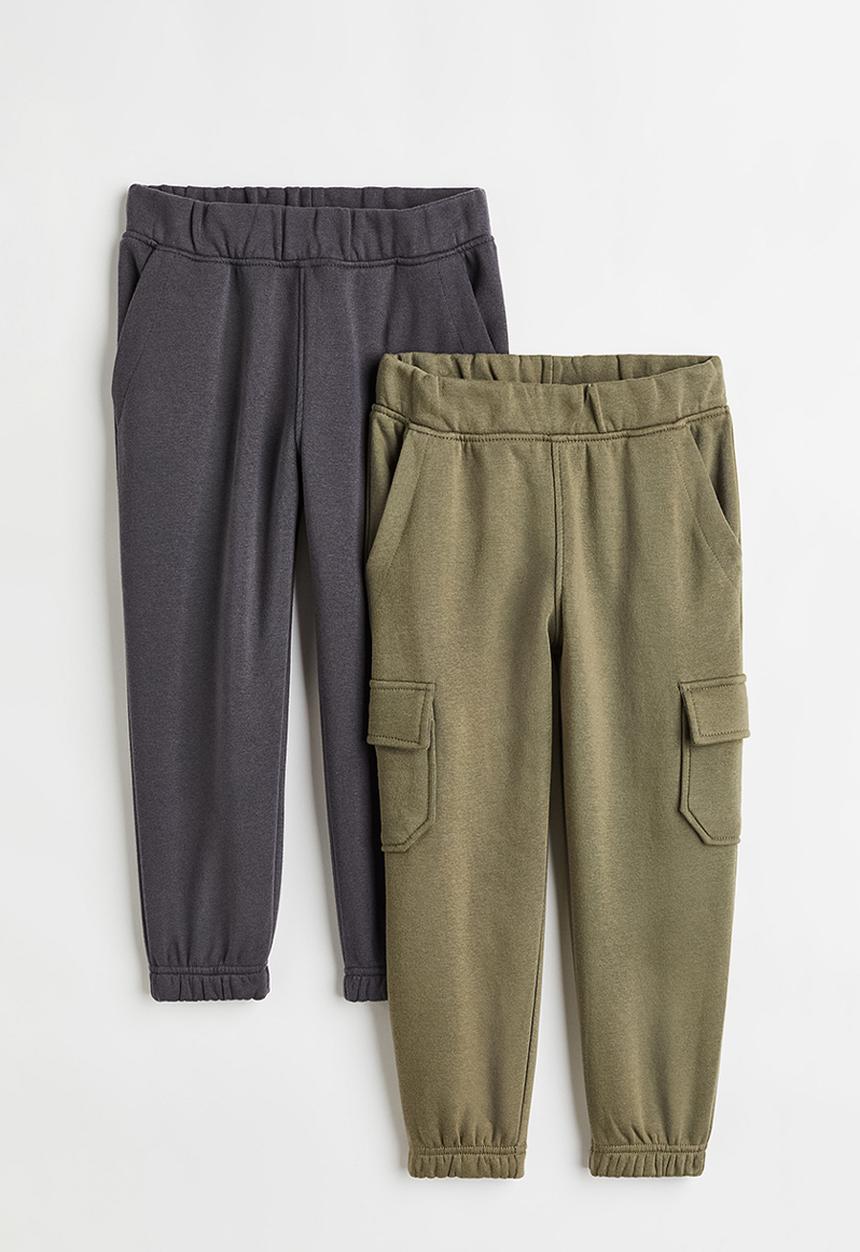 H&M - 2-Pack joggers - khaki green/grey