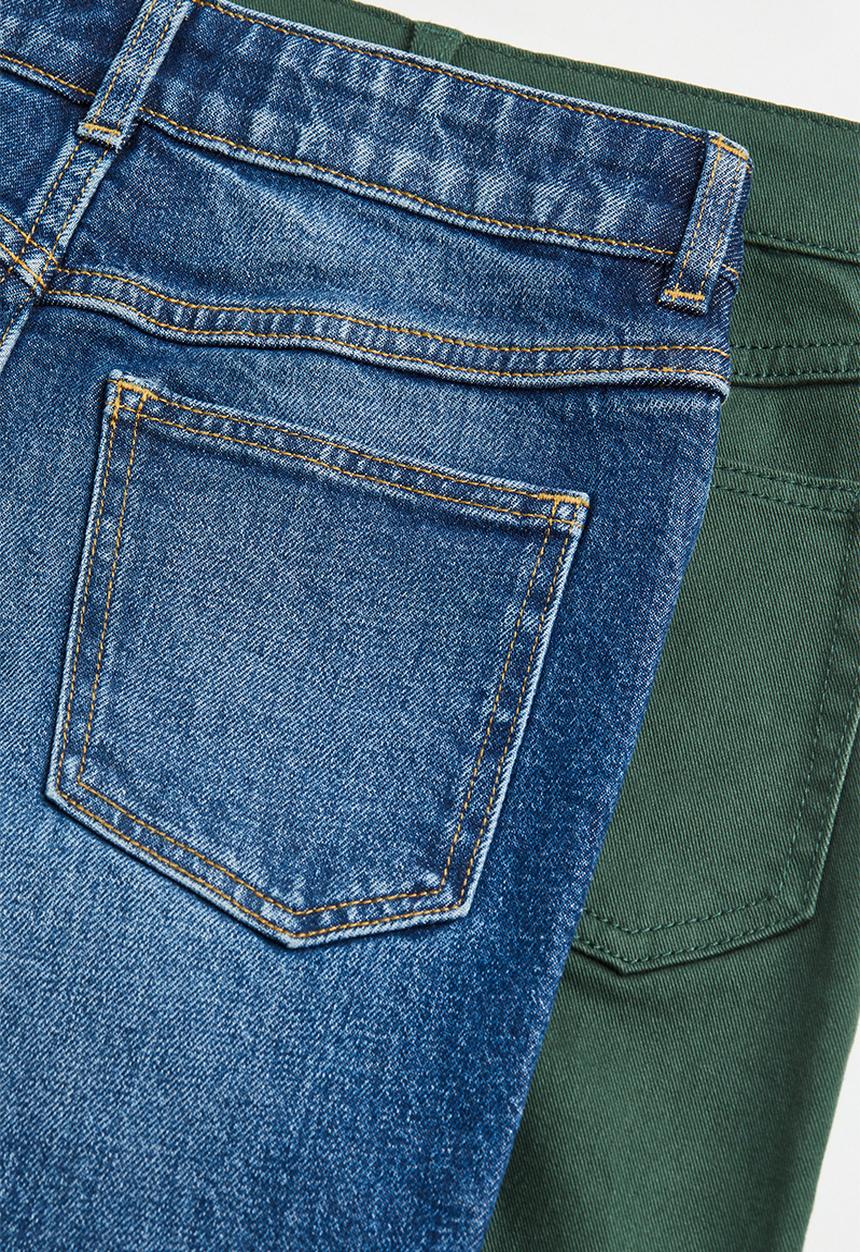 H&M - 2-Pack relaxed fit trousers - dark green/denim blue