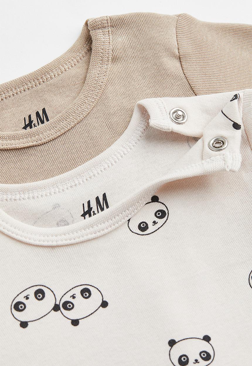 H&M - 2-Pack cotton bodysuits - light mole/pandas