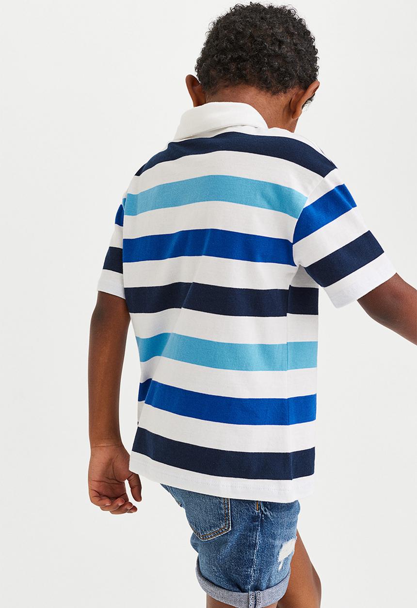 H&M - Cotton polo shirt - white/blue striped