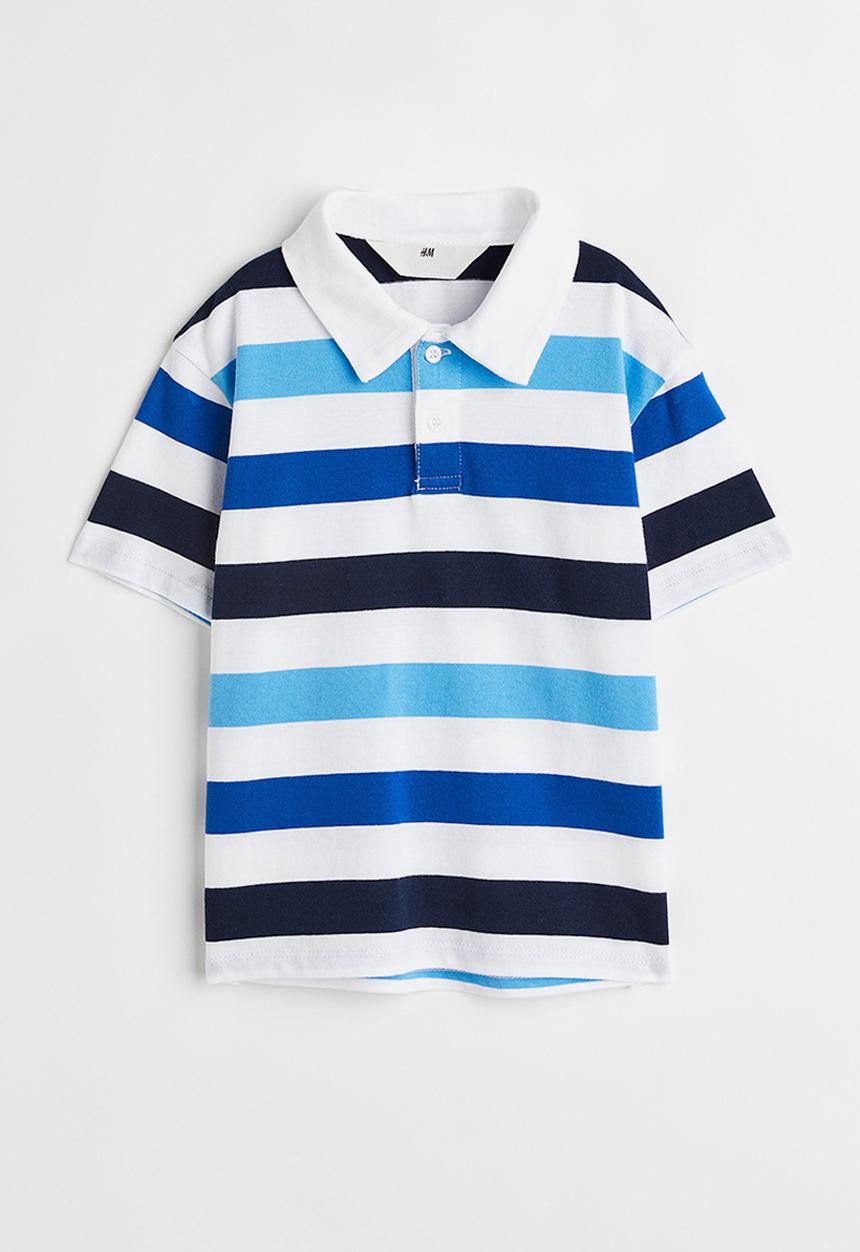 H&M - Cotton polo shirt - white/blue striped