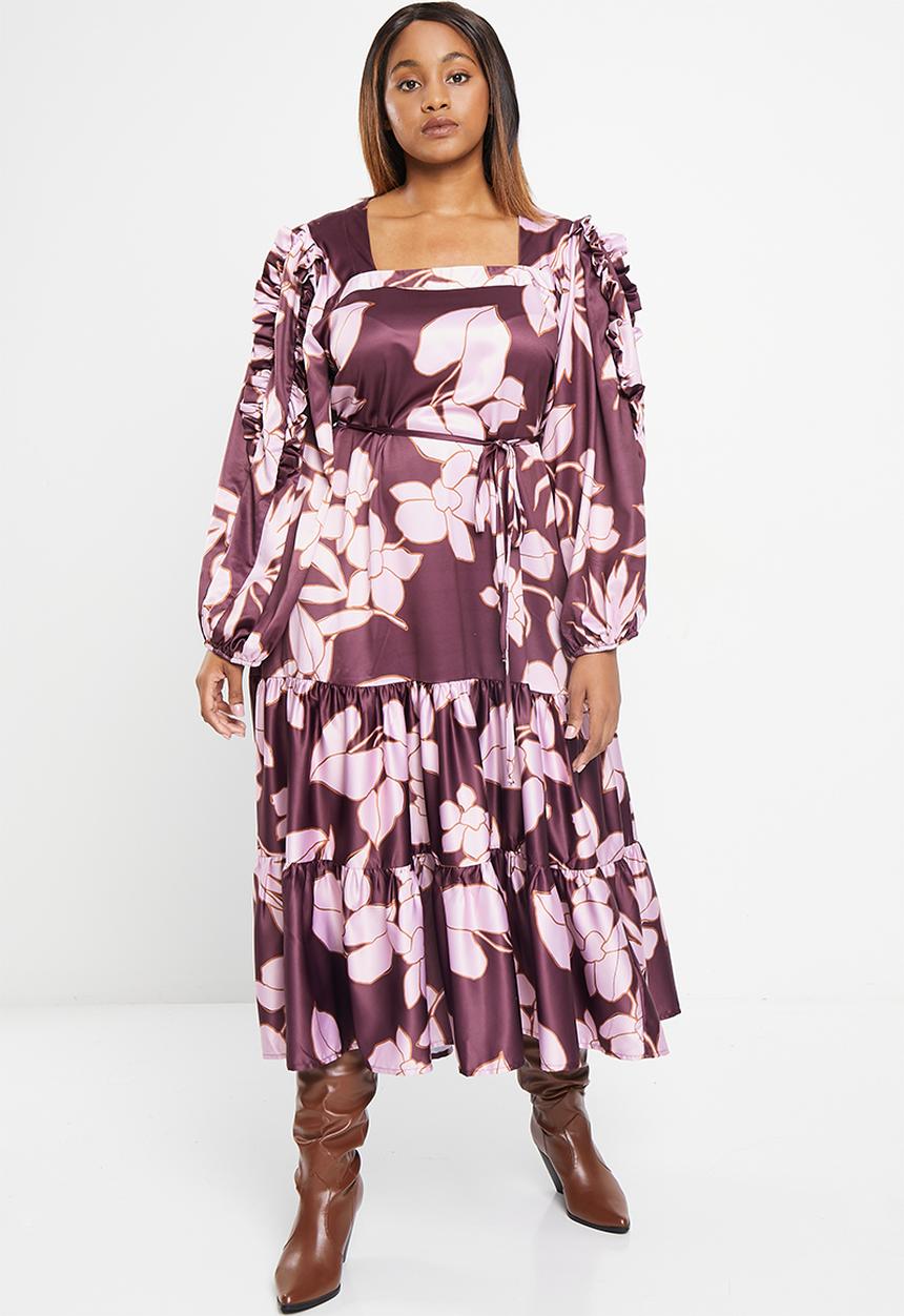 AMANDA LAIRD CHERRY - Plus crown dress - blush & brown floral