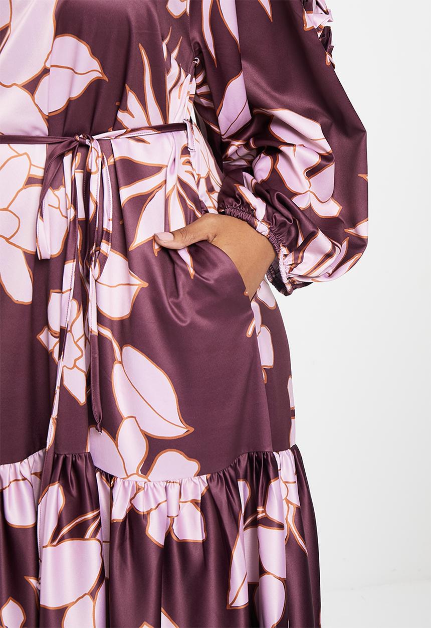 AMANDA LAIRD CHERRY - Plus crown dress - blush & brown floral