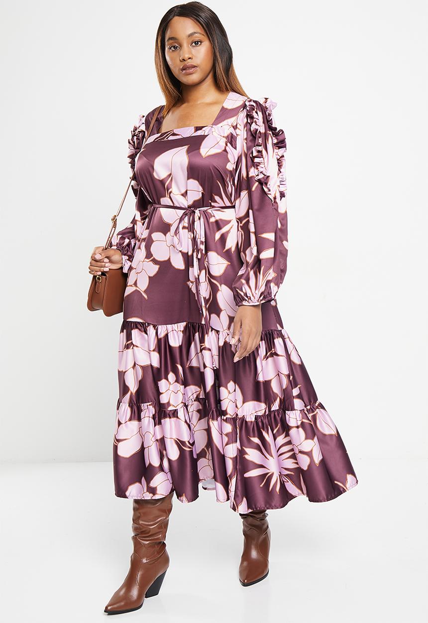 AMANDA LAIRD CHERRY - Plus crown dress - blush & brown floral