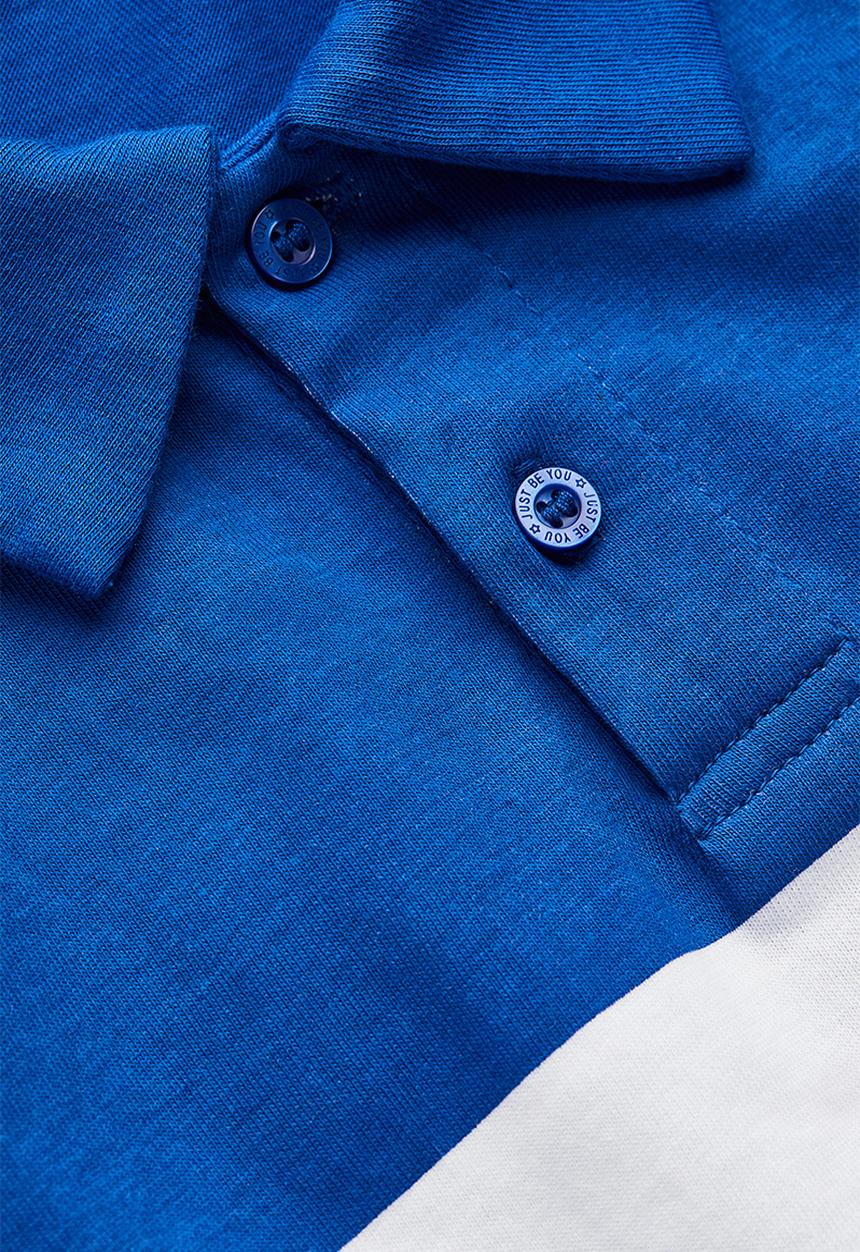 H&M - Cotton polo shirt - blue/block-coloured