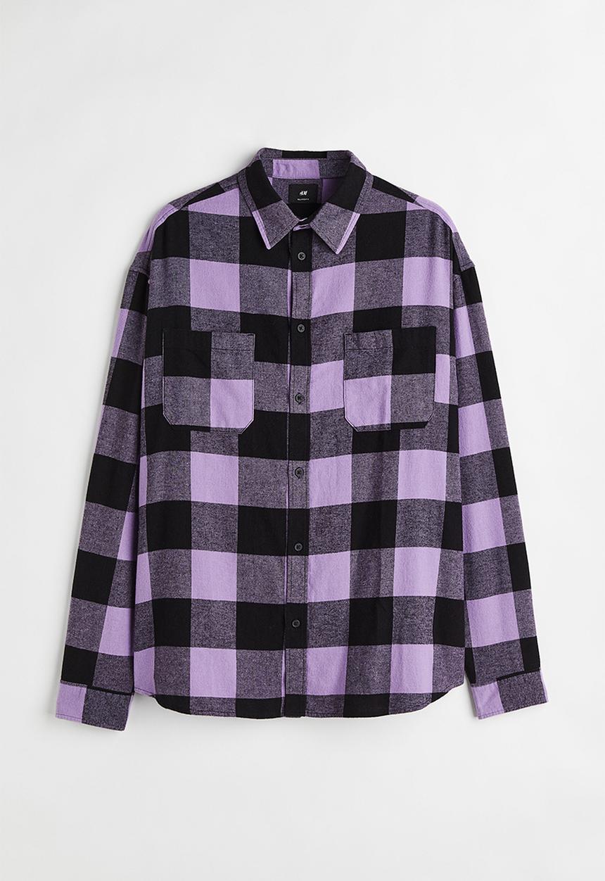 H&M - Relaxed fit twill shirt - purple/black