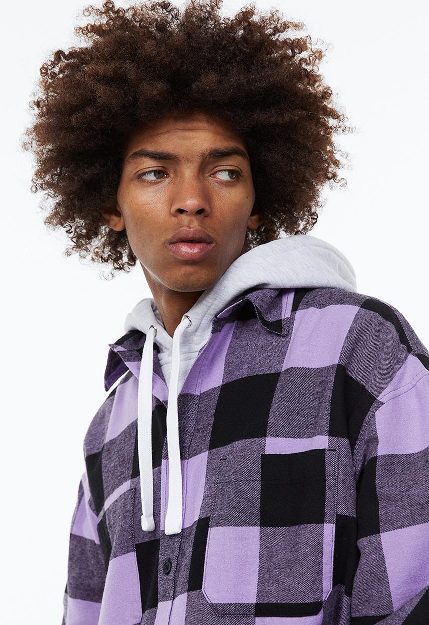 H&M - Relaxed fit twill shirt - purple/black