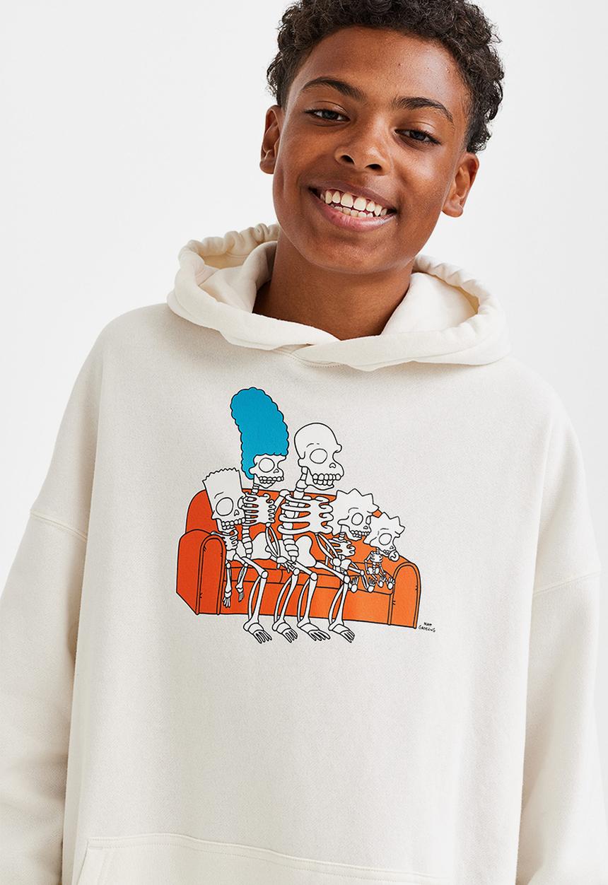 H&M - Oversized printed hoodie - natural white/the simpsons
