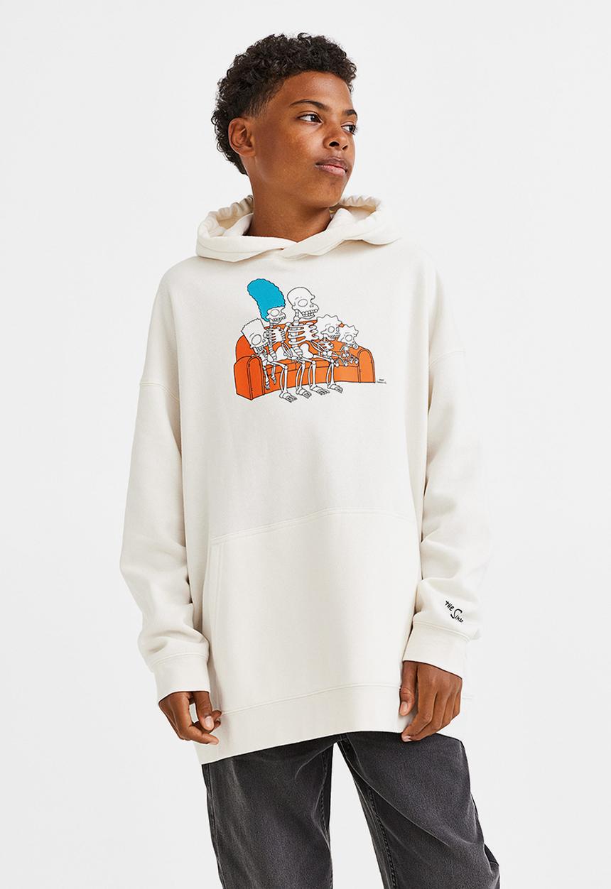 H&M - Oversized printed hoodie - natural white/the simpsons