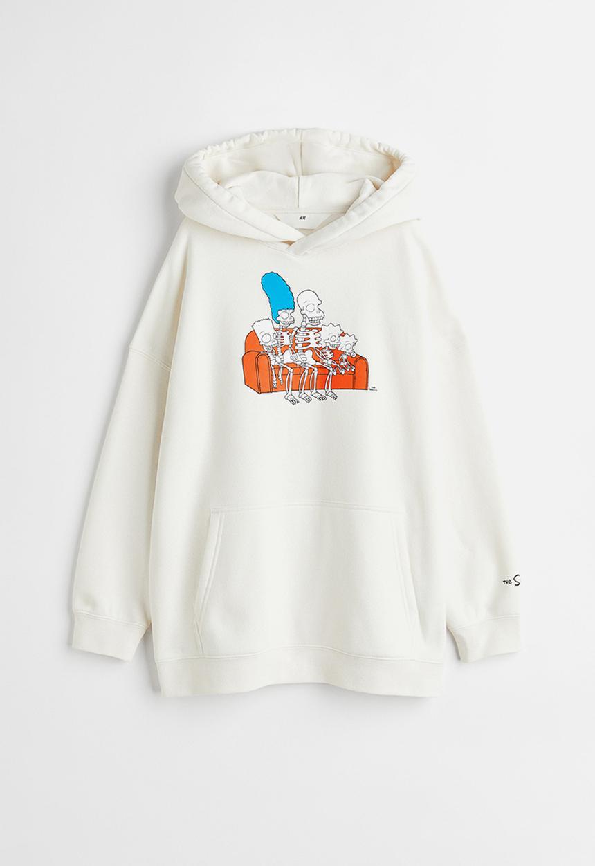 H&M - Oversized printed hoodie - natural white/the simpsons