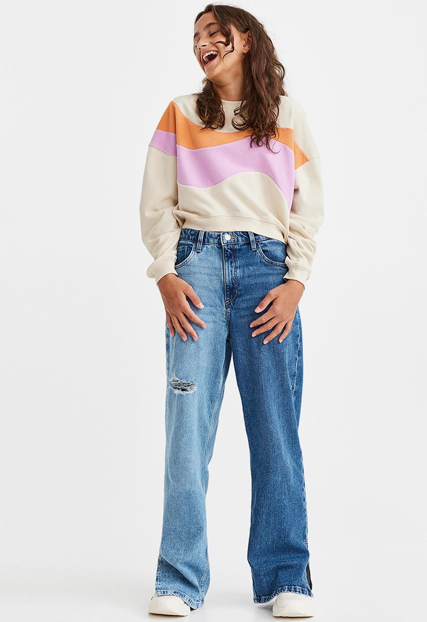 H&M - Oversized sweatshirt - light beige/block-coloured