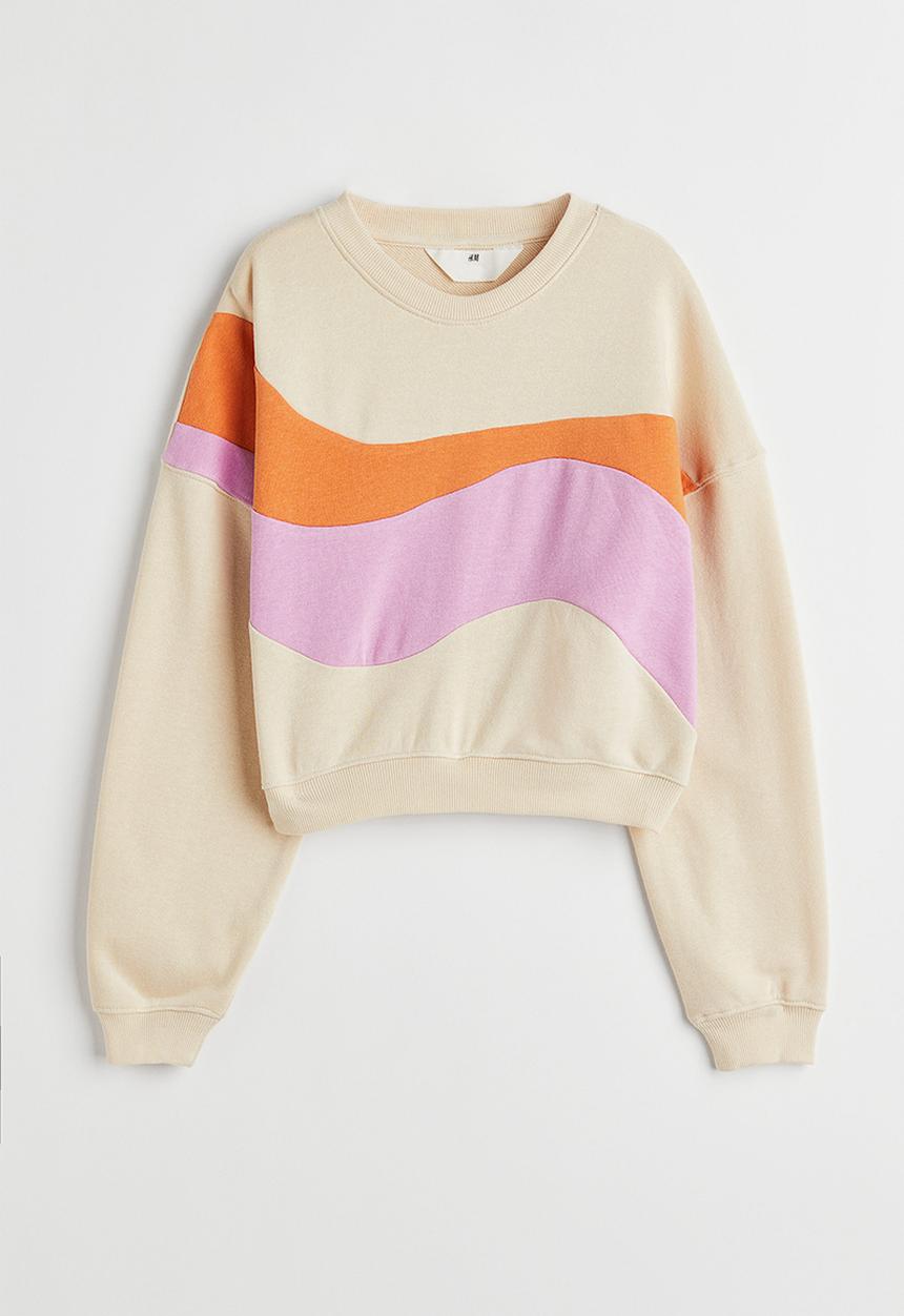 H&M - Oversized sweatshirt - light beige/block-coloured