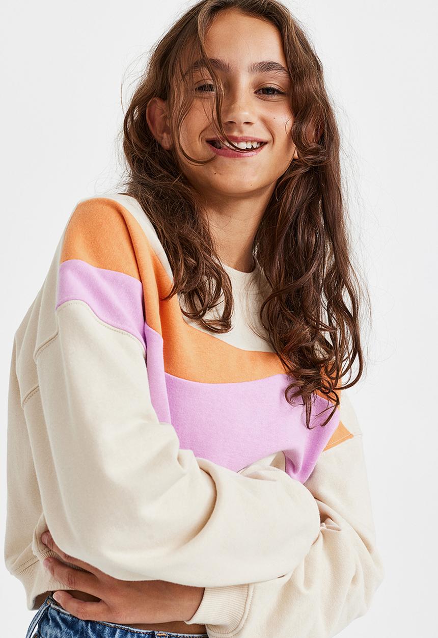 H&M - Oversized sweatshirt - light beige/block-coloured